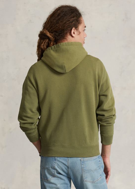 mørk salvie Mænd Ralph Lauren broderet grafisk hættetrøje i fleece Z426B554