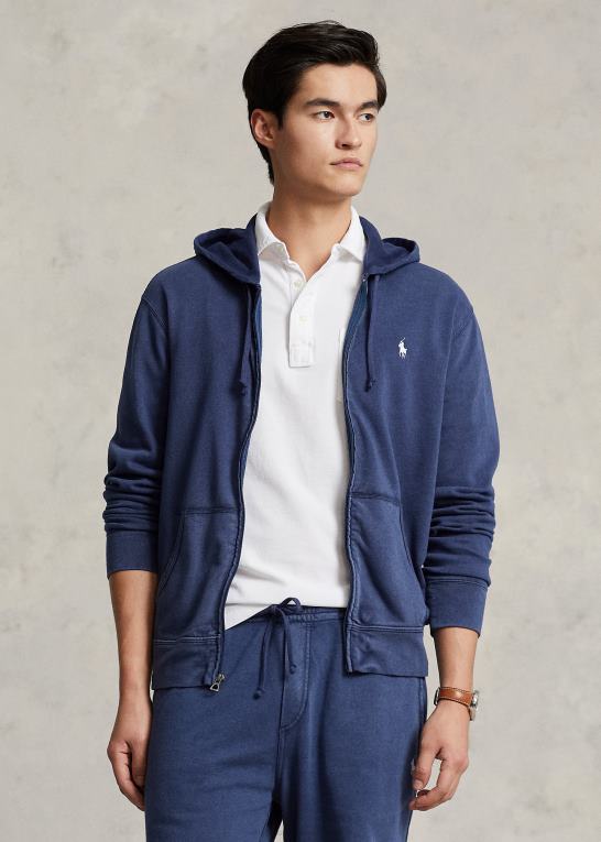 newport flåde Mænd Ralph Lauren spa terry hættetrøje med fuld lynlås Z426B956