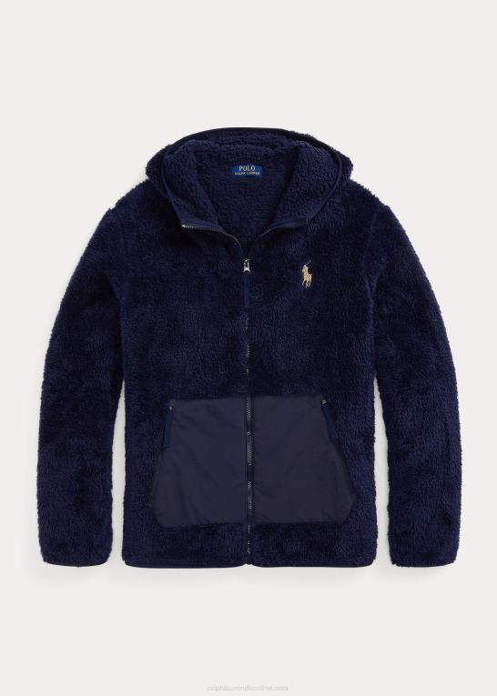 newport navy/newport navy Mænd Ralph Lauren pile fleece hættetrøje med fuld lynlås Z426B1183