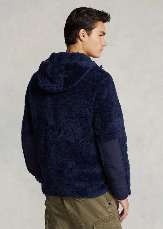 newport navy/newport navy Mænd Ralph Lauren pile fleece hættetrøje med fuld lynlås Z426B1183