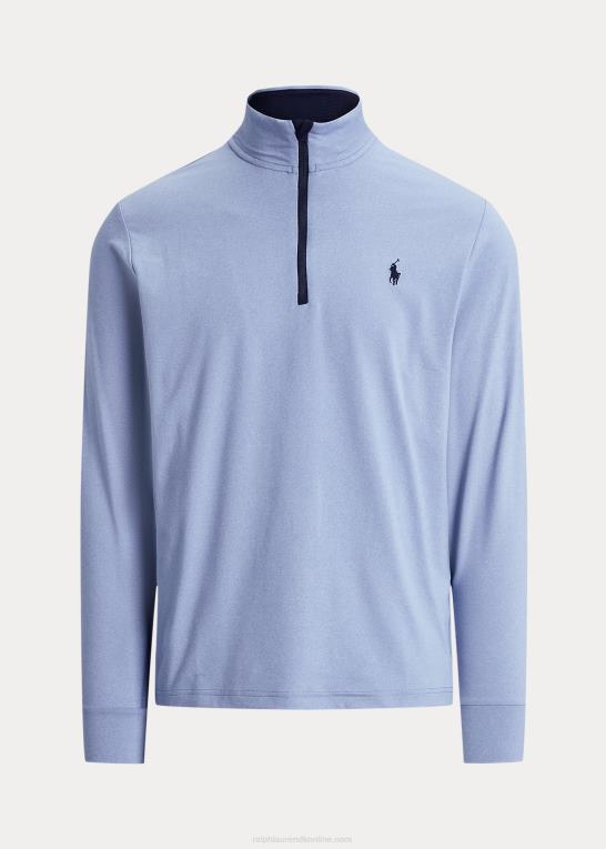 ny pudderblå lyng Mænd Ralph Lauren performance jersey pullover med kvart lynlås Z426B1013
