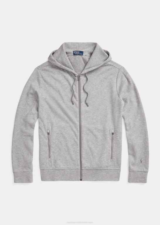og over lyng Mænd Ralph Lauren dobbeltstrikket hættetrøje med fuld lynlås Z426B8608