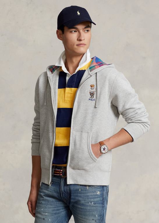 og over lyngbjørn Mænd Ralph Lauren polo bear fleece hættetrøje med fuld lynlås Z426B8379