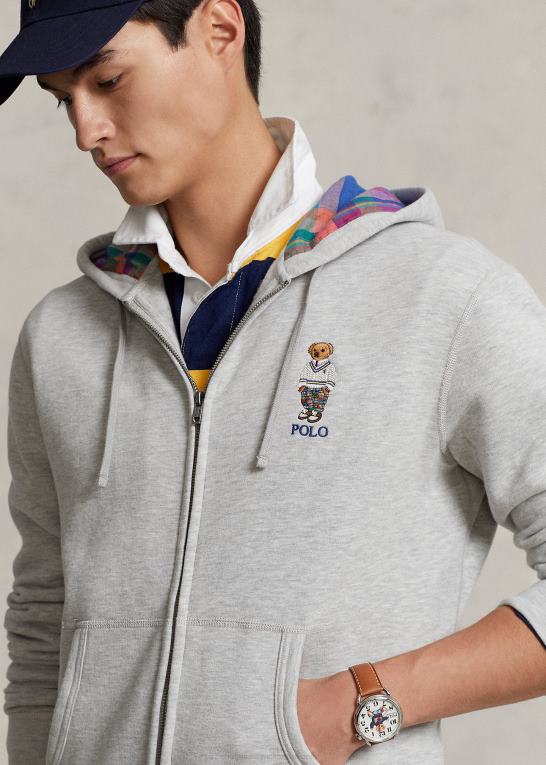 og over lyngbjørn Mænd Ralph Lauren polo bear fleece hættetrøje med fuld lynlås Z426B8379