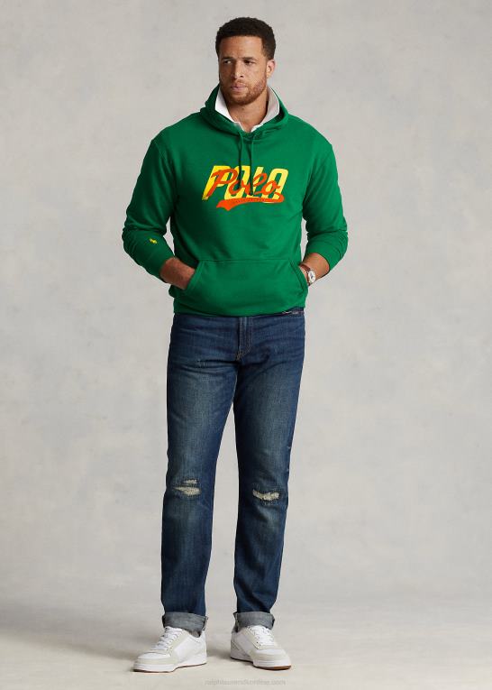 primær grøn Mænd Ralph Lauren hættetrøje i fleece med stablet logo Z426B1897