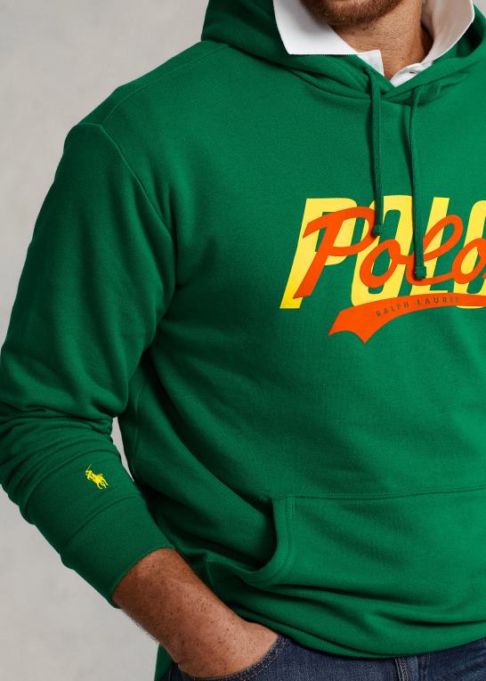 primær grøn Mænd Ralph Lauren hættetrøje i fleece med stablet logo Z426B1897