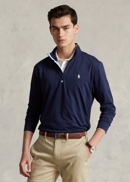 raffineret flåde Mænd Ralph Lauren performance jersey pullover med kvart lynlås Z426B1012