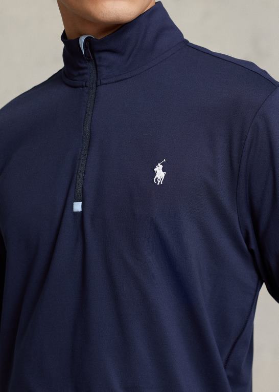 raffineret flåde Mænd Ralph Lauren performance jersey pullover med kvart lynlås Z426B1012