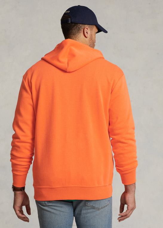 resort orange Mænd Ralph Lauren dobbeltstrikket hættetrøje med fuld lynlås Z426B1606