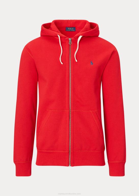rl 2000 rød Mænd Ralph Lauren fleece hættetrøje med fuld lynlås Z426B392