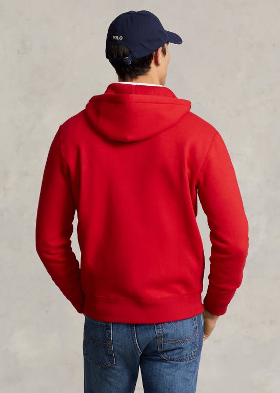 rl 2000 rød Mænd Ralph Lauren fleece hættetrøje med fuld lynlås Z426B392