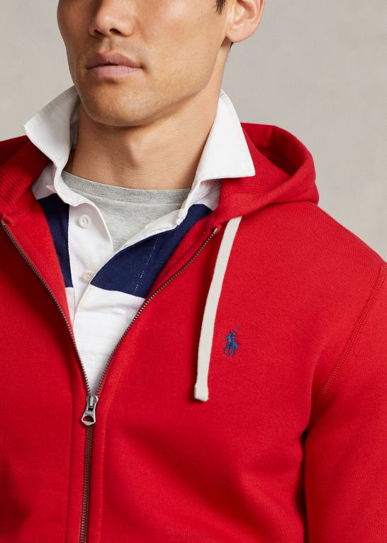 rl 2000 rød Mænd Ralph Lauren fleece hættetrøje med fuld lynlås Z426B392