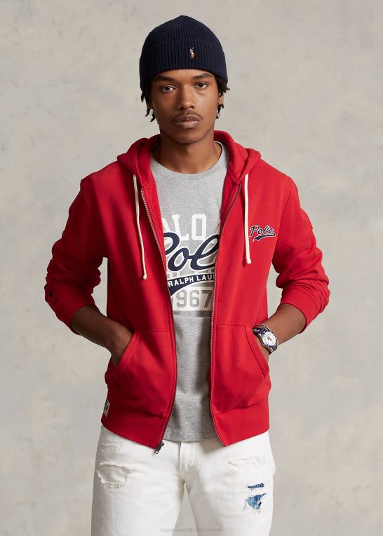 rl 2000 rød Mænd Ralph Lauren hættetrøje i fleece med fuld lynlås med stablet logo Z426B8629