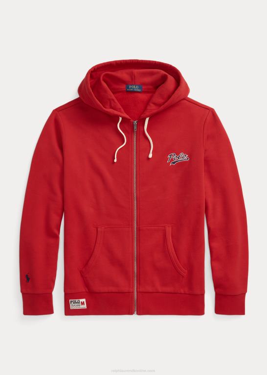 rl 2000 rød Mænd Ralph Lauren hættetrøje i fleece med fuld lynlås med stablet logo Z426B8629