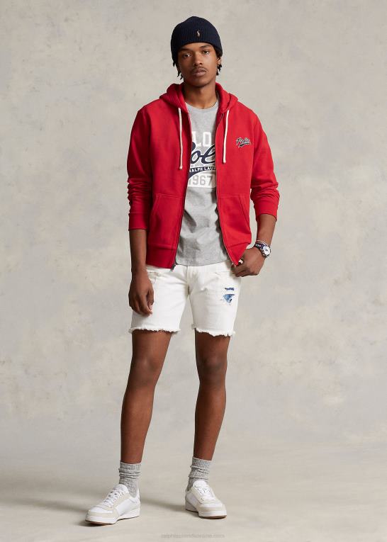 rl 2000 rød Mænd Ralph Lauren hættetrøje i fleece med fuld lynlås med stablet logo Z426B8629