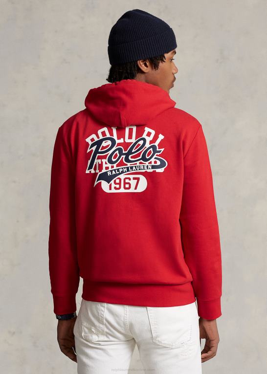 rl 2000 rød Mænd Ralph Lauren hættetrøje i fleece med fuld lynlås med stablet logo Z426B8629
