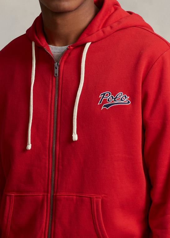 rl 2000 rød Mænd Ralph Lauren hættetrøje i fleece med fuld lynlås med stablet logo Z426B8629