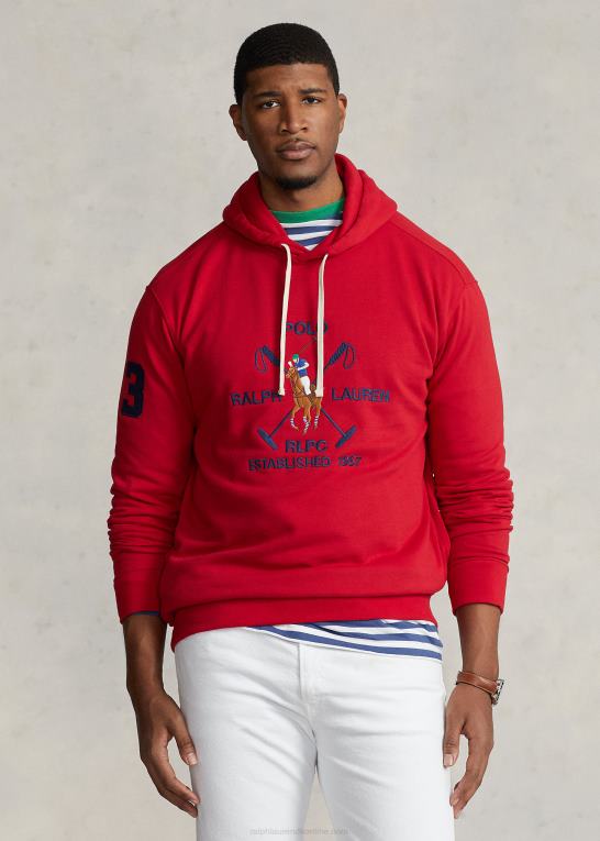 rl 2000 rød Mænd Ralph Lauren stor pony crest fleece hættetrøje Z426B1629