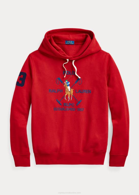rl 2000 rød Mænd Ralph Lauren stor pony crest fleece hættetrøje Z426B1629