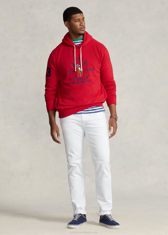 rl 2000 rød Mænd Ralph Lauren stor pony crest fleece hættetrøje Z426B1629