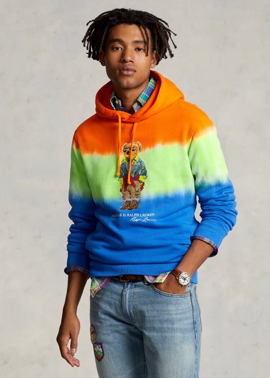 safir Mænd Ralph Lauren polo bear tie-dye fleece hættetrøje Z426B8605