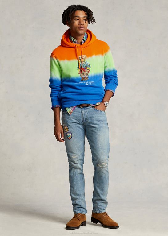 safir Mænd Ralph Lauren polo bear tie-dye fleece hættetrøje Z426B8605