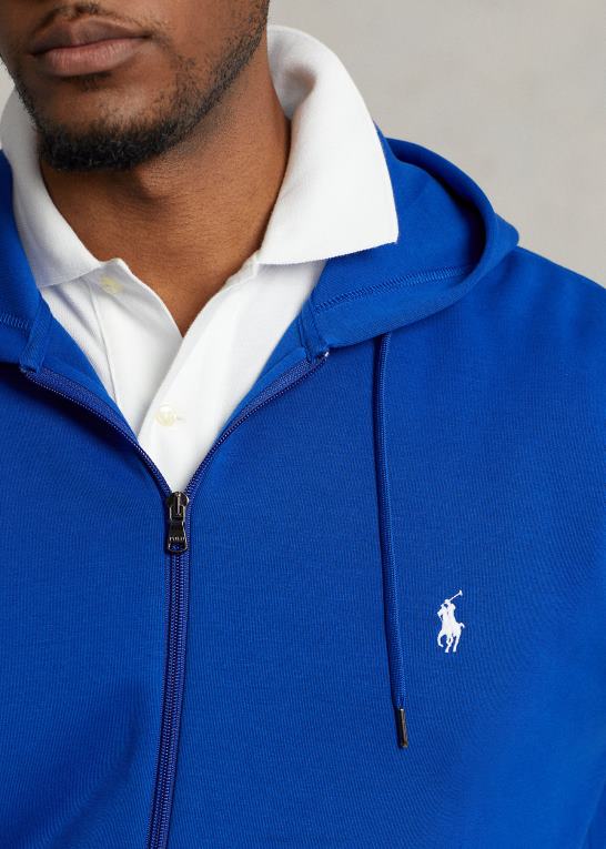 safir stjerne Mænd Ralph Lauren dobbeltstrikket hættetrøje med fuld lynlås Z426B1608