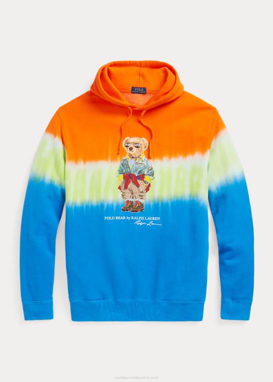 safirstjernebjørn Mænd Ralph Lauren polo bear tie-dye fleece hættetrøje Z426B1381