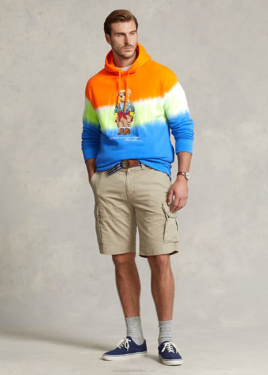 safirstjernebjørn Mænd Ralph Lauren polo bear tie-dye fleece hættetrøje Z426B1381