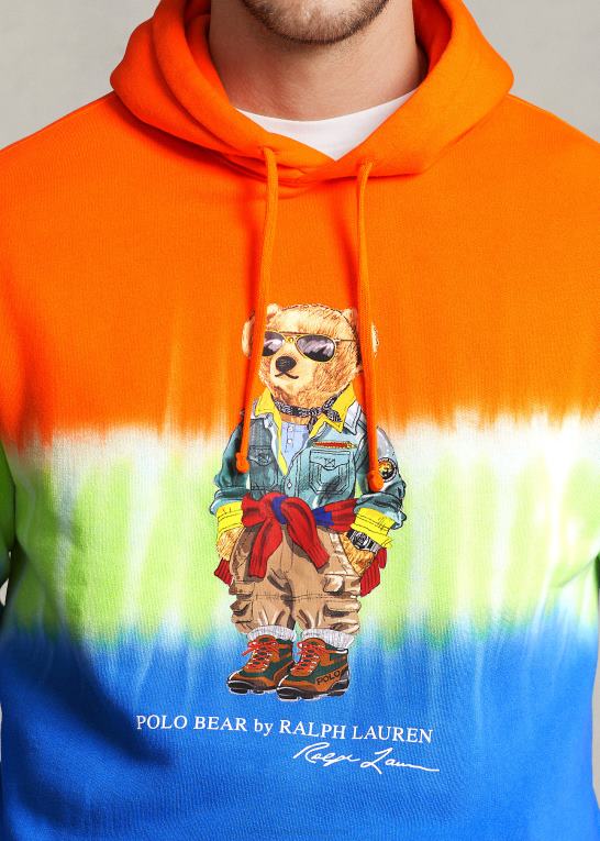 safirstjernebjørn Mænd Ralph Lauren polo bear tie-dye fleece hættetrøje Z426B1381