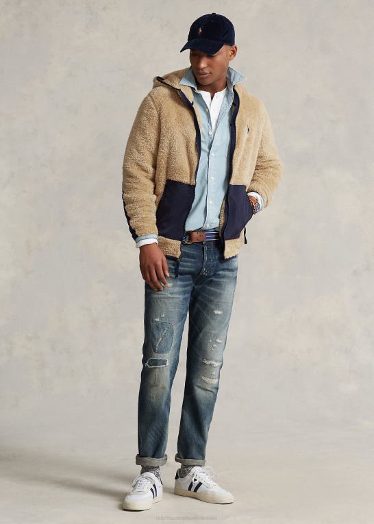 sandklit/newport flåde Mænd Ralph Lauren pile fleece hættetrøje med fuld lynlås Z426B1184
