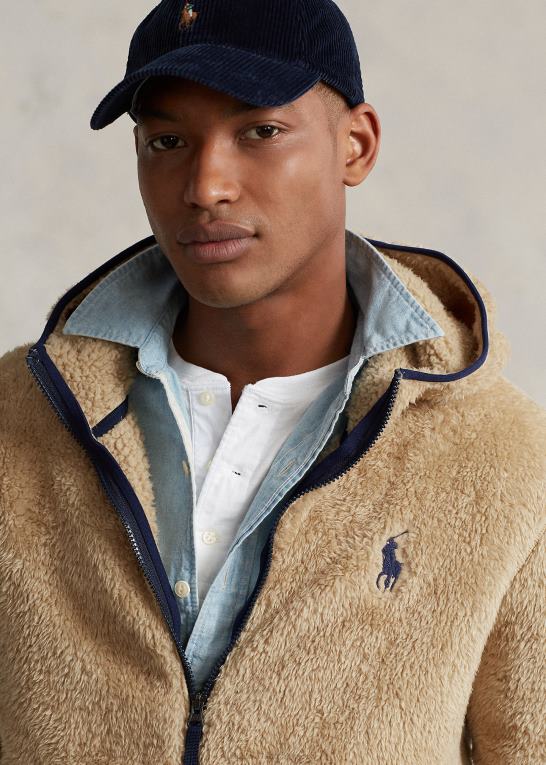 sandklit/newport flåde Mænd Ralph Lauren pile fleece hættetrøje med fuld lynlås Z426B1184