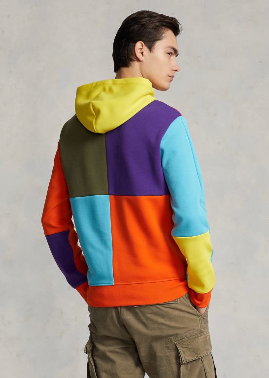 sejlende orange multi Mænd Ralph Lauren vandafvisende dobbeltstrikket hættetrøje Z426B1219