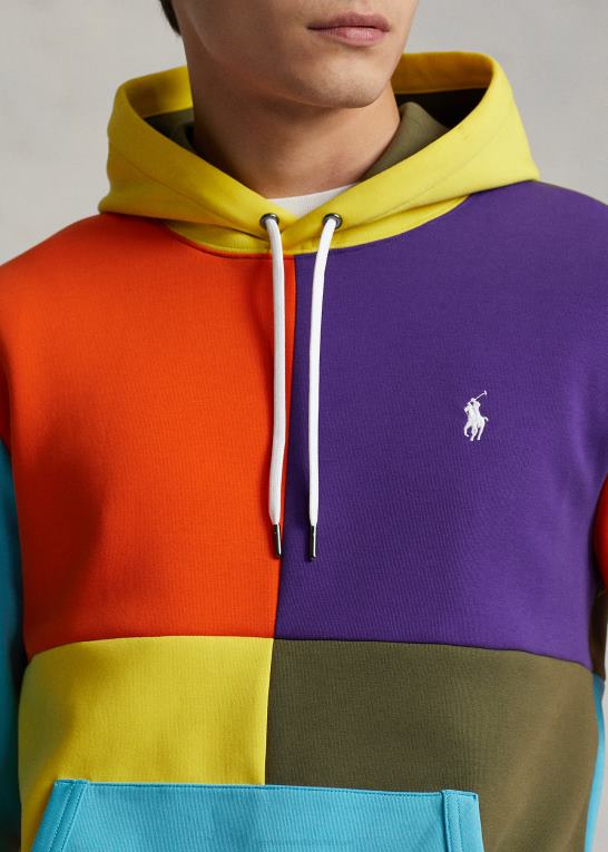sejlende orange multi Mænd Ralph Lauren vandafvisende dobbeltstrikket hættetrøje Z426B1219