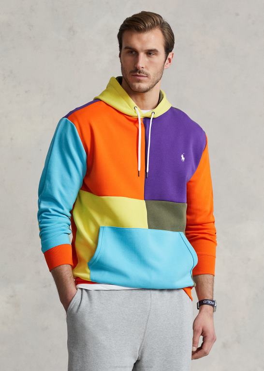 sejlende orange multi Mænd Ralph Lauren vandafvisende dobbeltstrikket hættetrøje Z426B1638