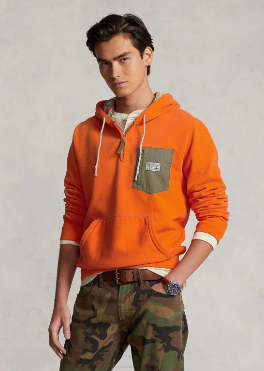 sejler orange Mænd Ralph Lauren hættetrøje i fleece med kvart lynlås Z426B8673