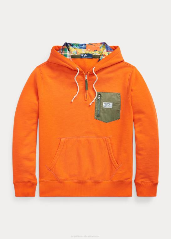 sejler orange Mænd Ralph Lauren hættetrøje i fleece med kvart lynlås Z426B8673