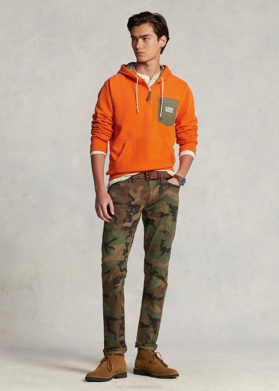 sejler orange Mænd Ralph Lauren hættetrøje i fleece med kvart lynlås Z426B8673