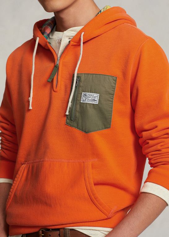 sejler orange Mænd Ralph Lauren hættetrøje i fleece med kvart lynlås Z426B8673