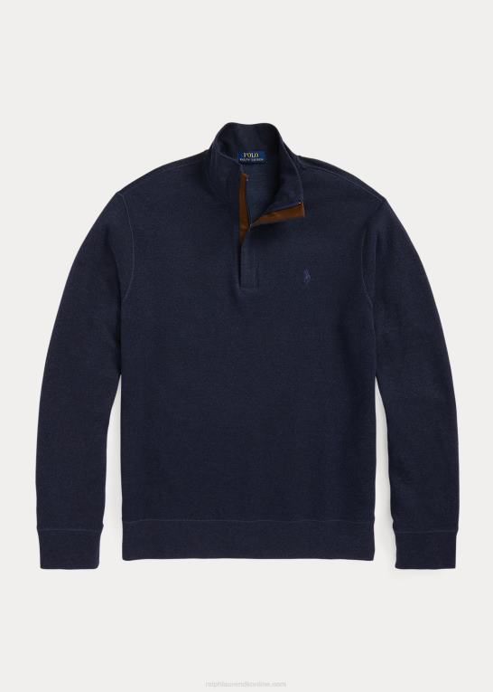sildebensmarine Mænd Ralph Lauren luksus jersey pullover med kvart lynlås Z426B8512