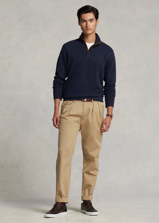 sildebensmarine Mænd Ralph Lauren luksus jersey pullover med kvart lynlås Z426B8512