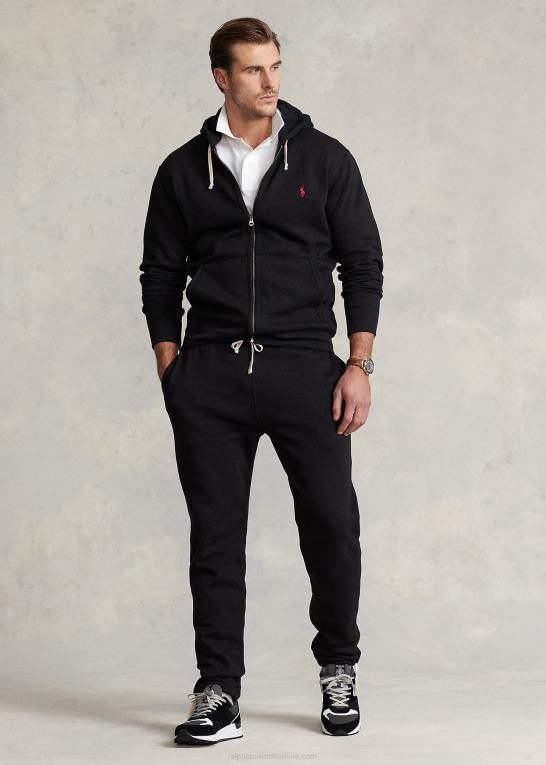 sort Mænd Ralph Lauren fleece hættetrøje med fuld lynlås Z426B1665