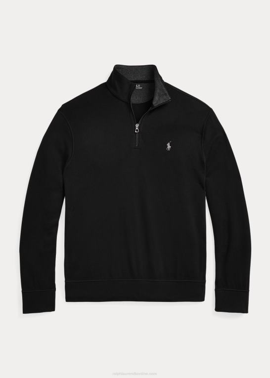 sort Mænd Ralph Lauren luksus jersey pullover med kvart lynlås Z426B8655
