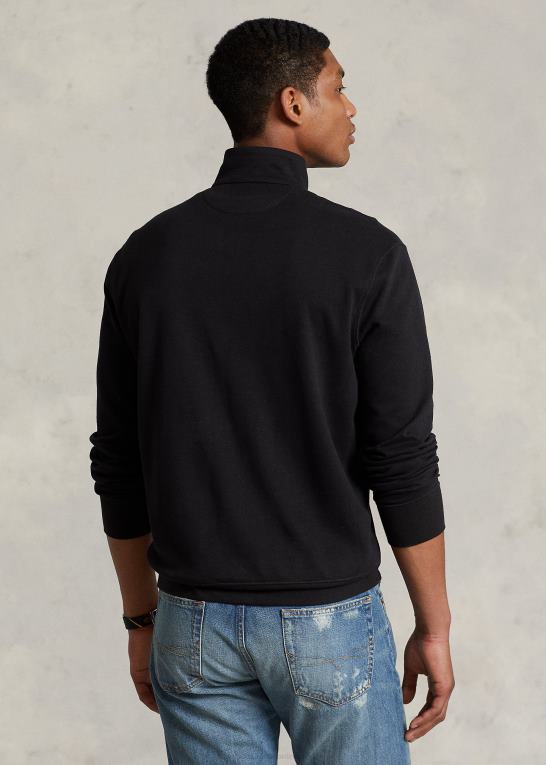 sort Mænd Ralph Lauren luksus jersey pullover med kvart lynlås Z426B8655