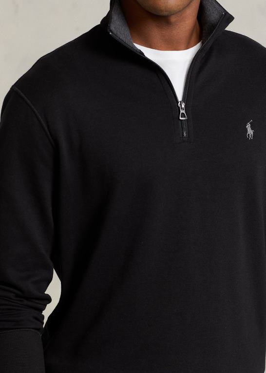 sort Mænd Ralph Lauren luksus jersey pullover med kvart lynlås Z426B8655