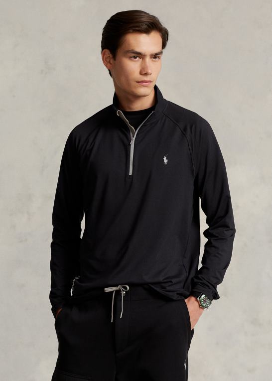 sort Mænd Ralph Lauren performance jersey pullover med kvart lynlås Z426B1026