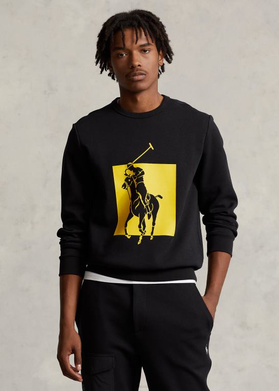 sort Mænd Ralph Lauren stor pony dobbeltstrikket sweatshirt Z426B8496