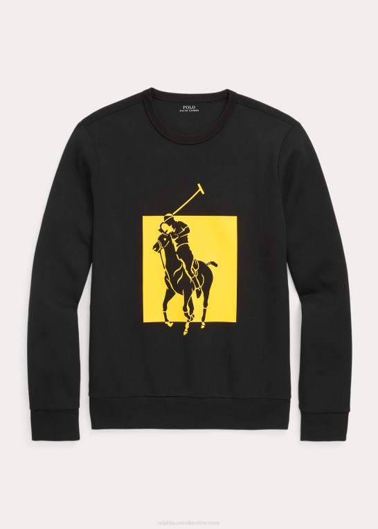 sort Mænd Ralph Lauren stor pony dobbeltstrikket sweatshirt Z426B8496