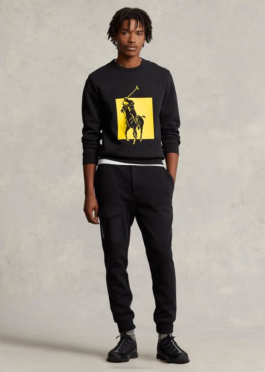 sort Mænd Ralph Lauren stor pony dobbeltstrikket sweatshirt Z426B8496