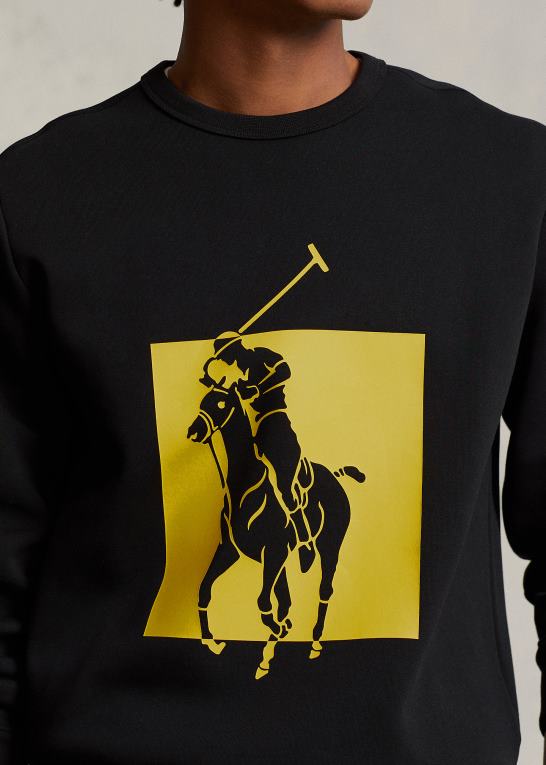 sort Mænd Ralph Lauren stor pony dobbeltstrikket sweatshirt Z426B8496